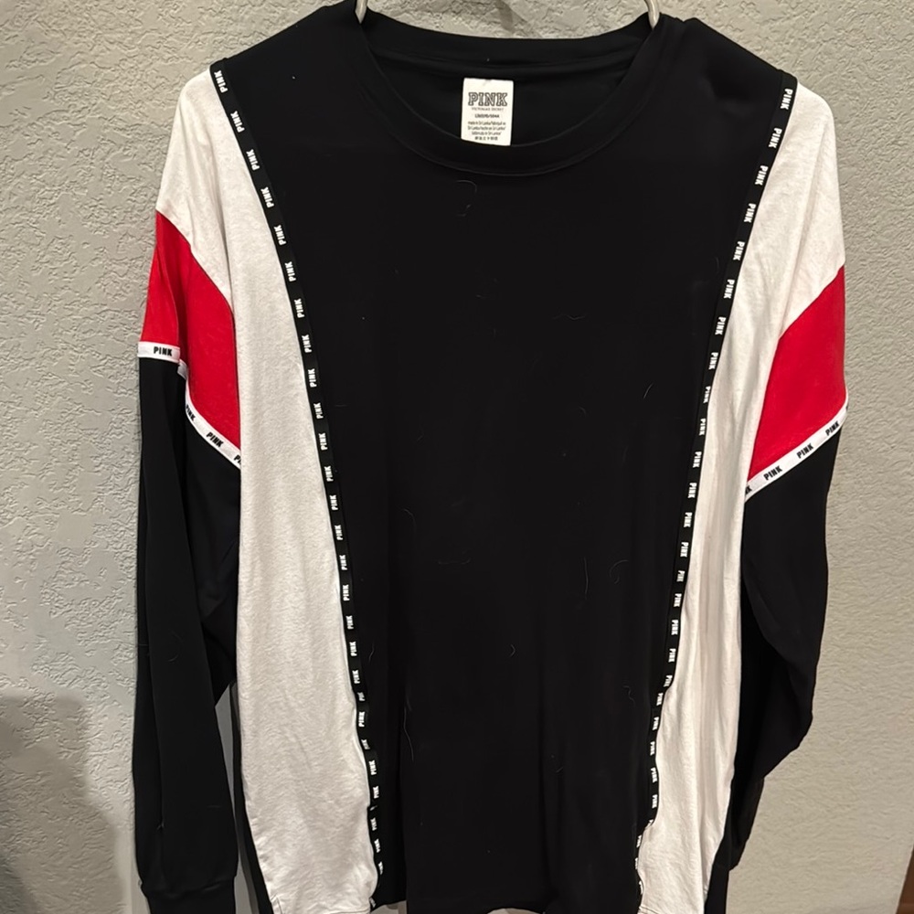PINK Victoria's Secret Black and Red Long Sleeve Top